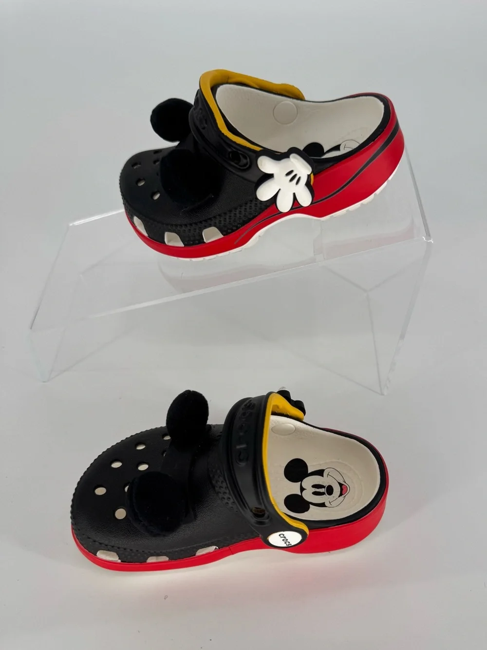 CROCS Kids Black with Yellow & Red Mickey Ear Clogs Unisex Size 7